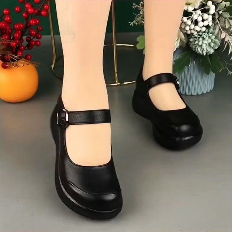 Women's Soft Leather Thick-soled Low-cut Shoes