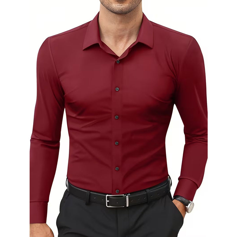 Stretch White Button-Down Mens Plus-Size Shirt