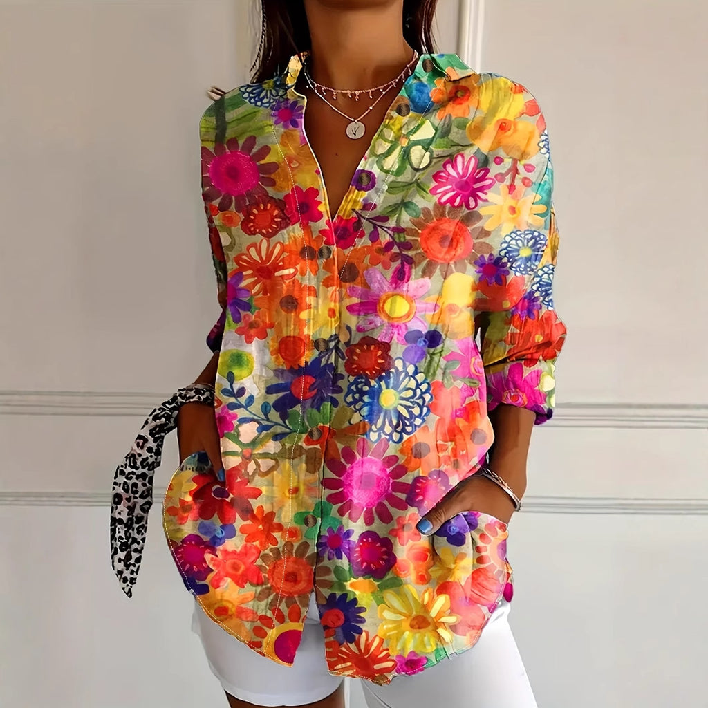 Printed Long-Sleeve Casual Womens Shirt
