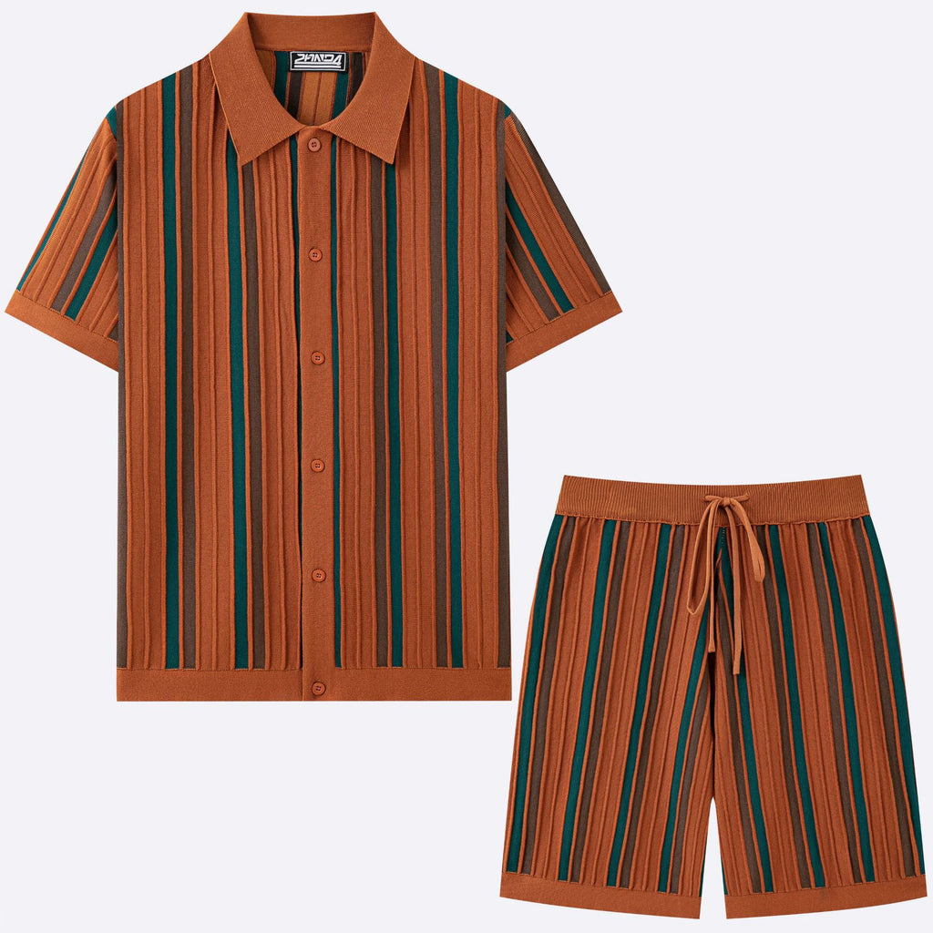 Men's Casual Short-Sleeve Knitted Two-Piece Set