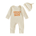 Letter-embroidered Onesie Hat Baby Two-piece Set
