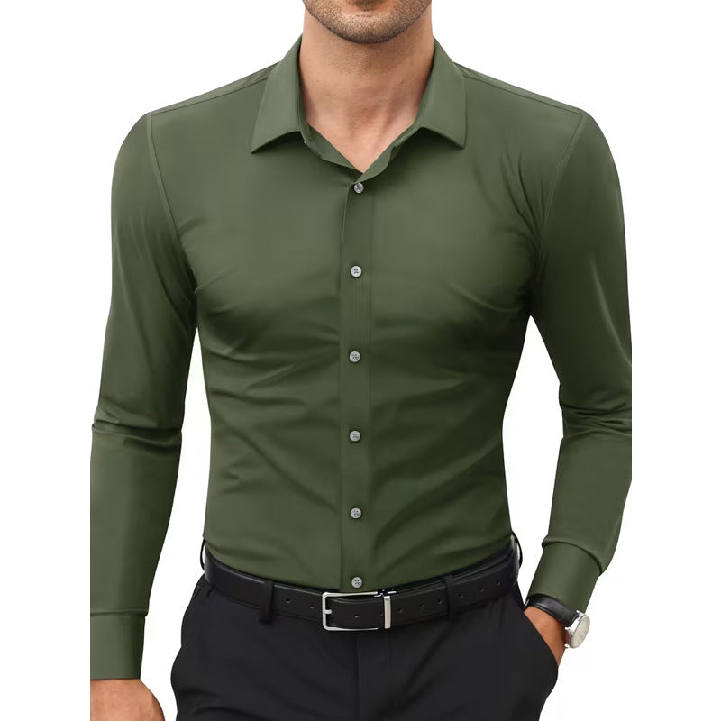 Stretch White Button-Down Mens Plus-Size Shirt