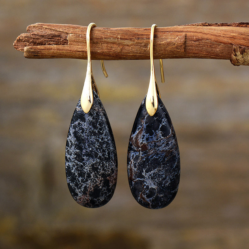 New Bohemian Emperor Stone Water Drop Earrings