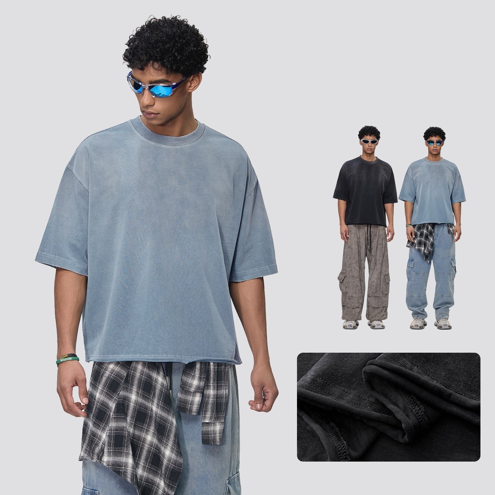 Men's Washed Frayed-Edge Short-Sleeve T-Shirt