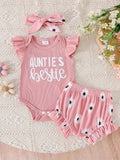 Cute Cotton Ribbed Sleeveless Set For Baby Girls