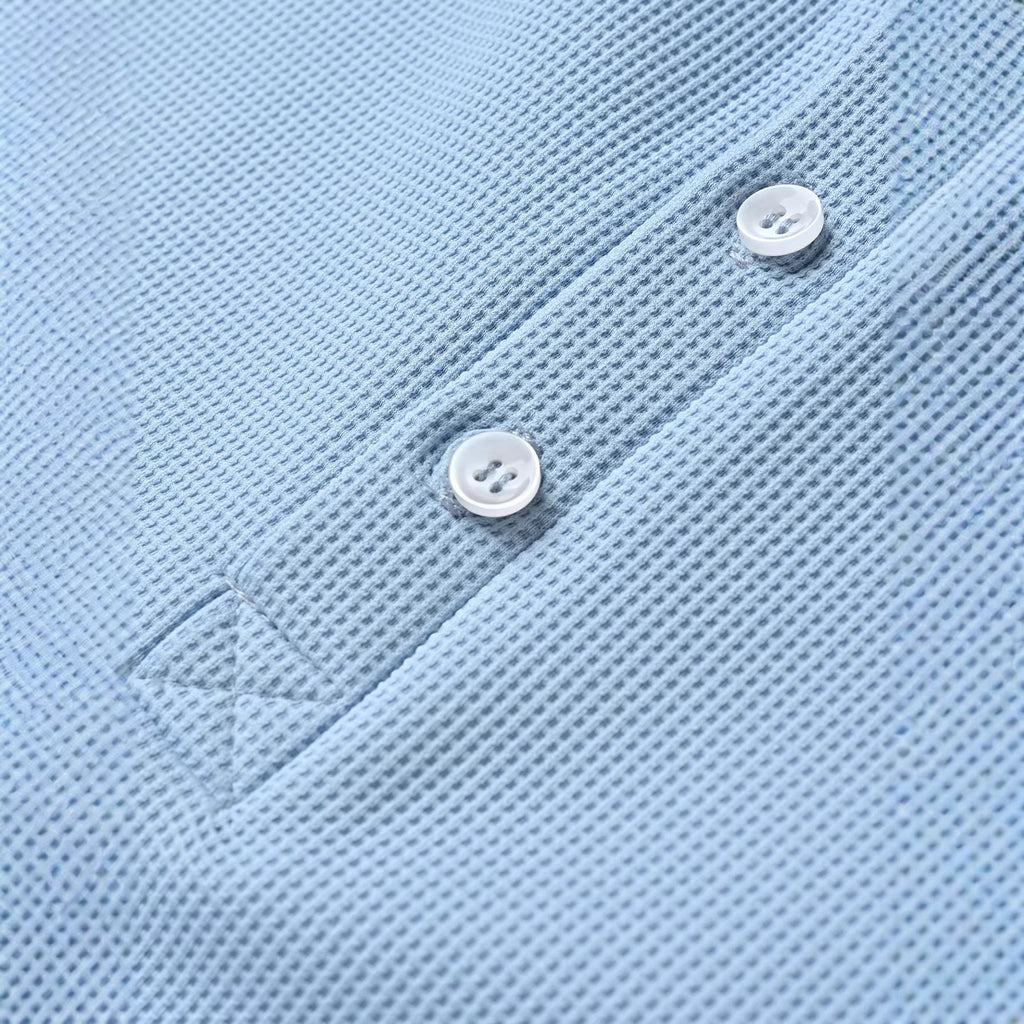 Men's Casual Loose-fitting Blue Polo Shirt Top
