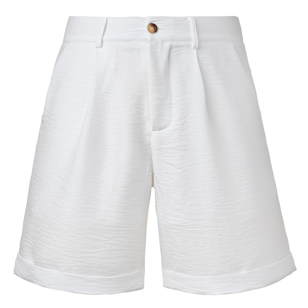 Men's Casual Resort-Style White Button-Fly Shorts