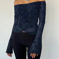 Off-shoulder Mesh Stretch Hot Girl Long-sleeved Top For Women