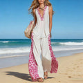 Women's Printed Patchwork Wide-Leg Pants Set