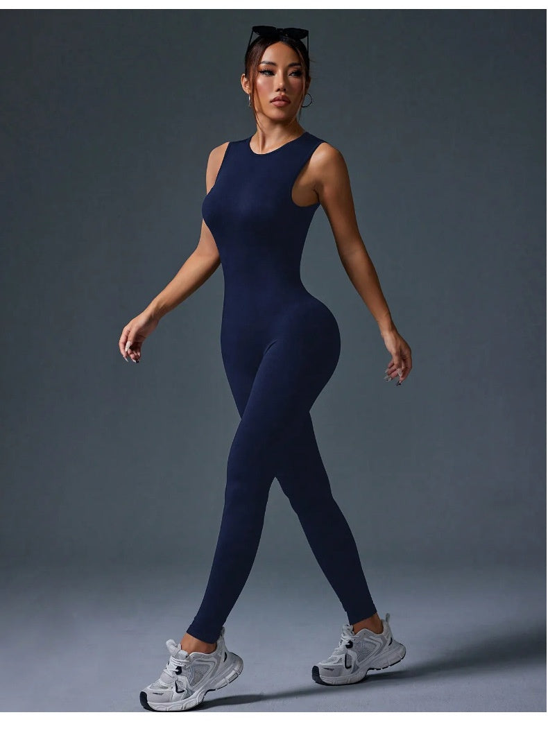 Fitness Wear Nude-Feel Buttoned-Up Hip-Lifting Yoga Jumpsuit