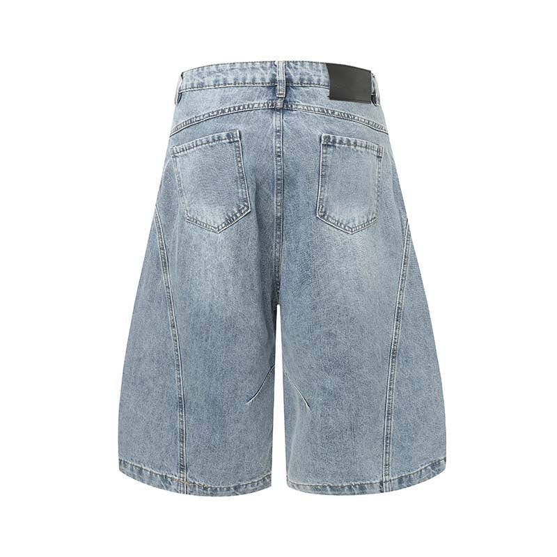 High-Street American-style Distressed Washed Short Denim Culottes