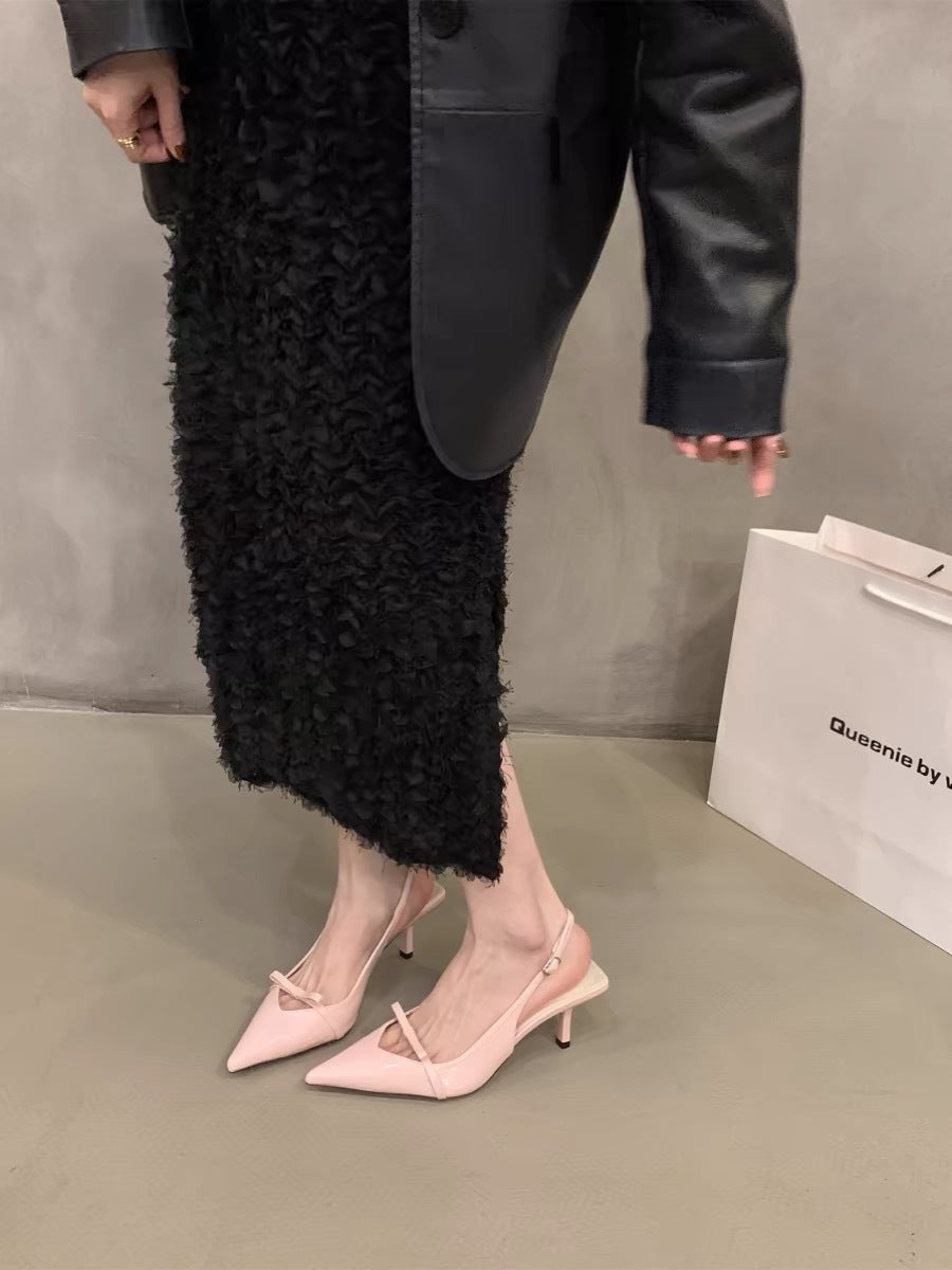 2026 Summer Bow One-Strap Thin Heel Sandals, Sweet Backless Single Shoes, New Arrival