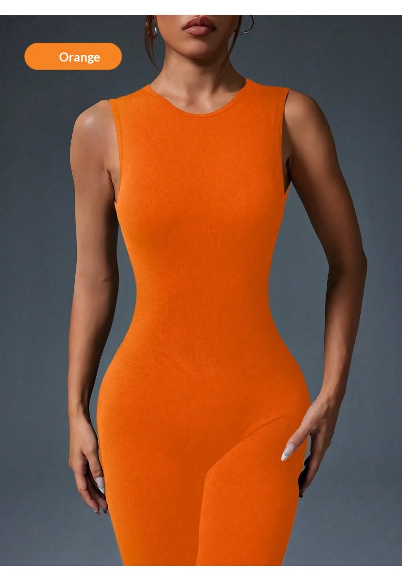 Fitness Wear Nude-Feel Buttoned-Up Hip-Lifting Yoga Jumpsuit