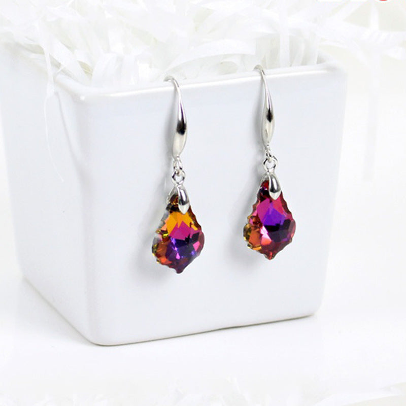 Women's S925 Silver Needle Colorful Crystal Earrings