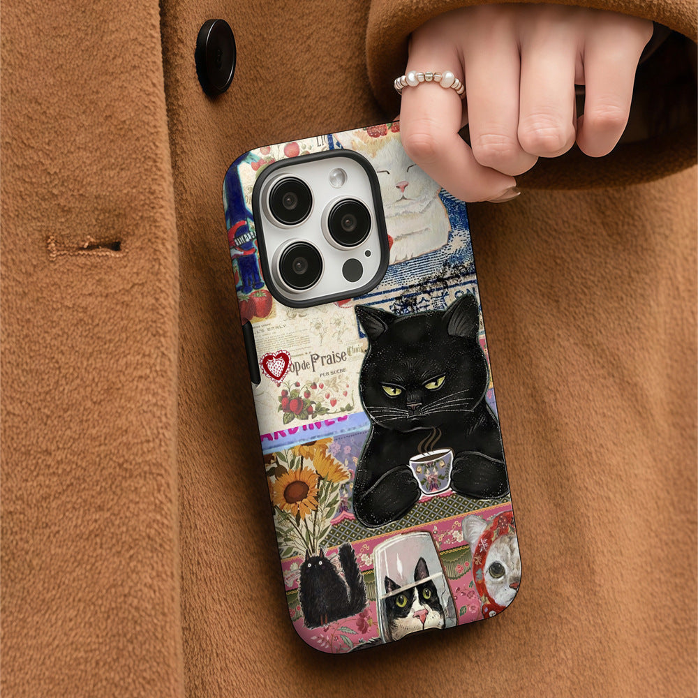 Double-layer Protective Film Cute Cat Phone Case