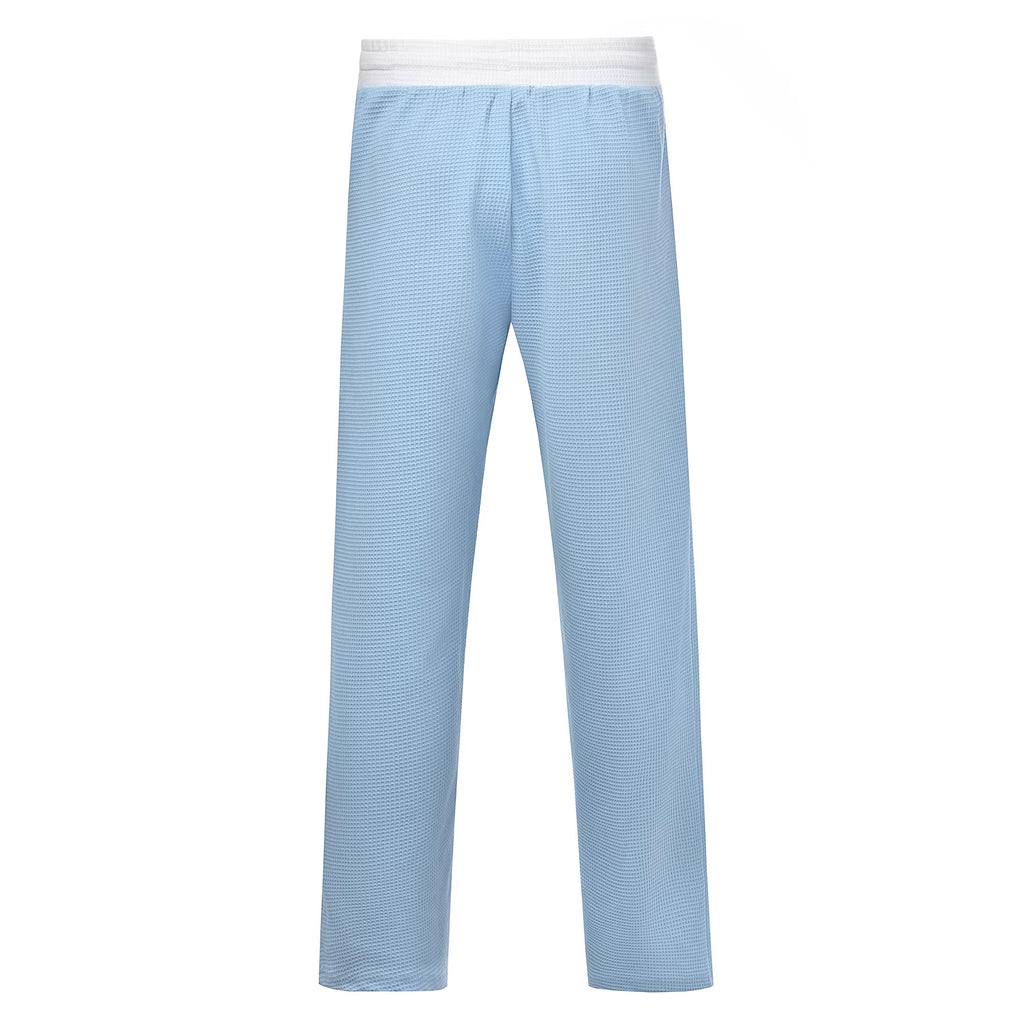Men's Color-Block Waffle-Weave Casual Straight-Leg Pants