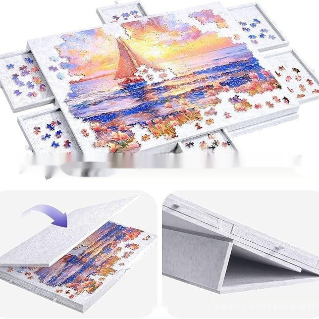 Puzzle Table Board With Bracket Cover 6 Drawers Portable Puzzle