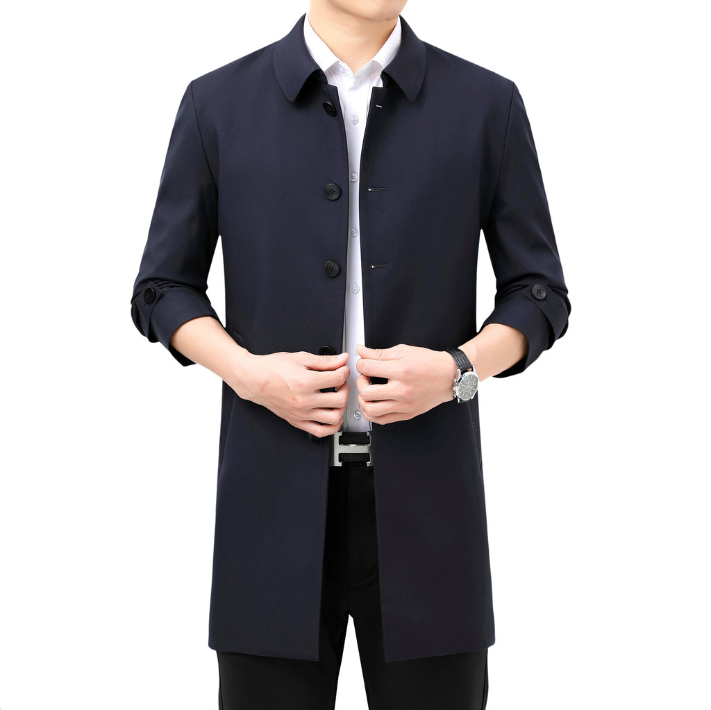 High-end Business-Casual Trench Coat Mens Mid-Length Outerwear