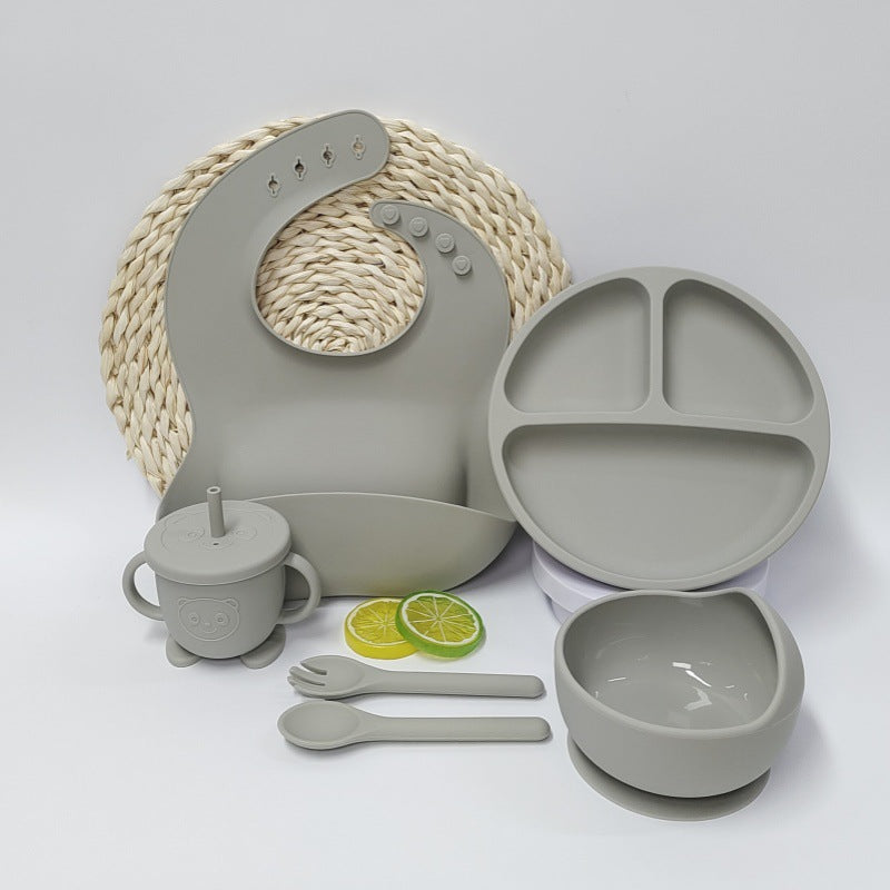 Infant And Toddler Feeding Training Silicone Suction-cup Placemat And Silicone Tableware