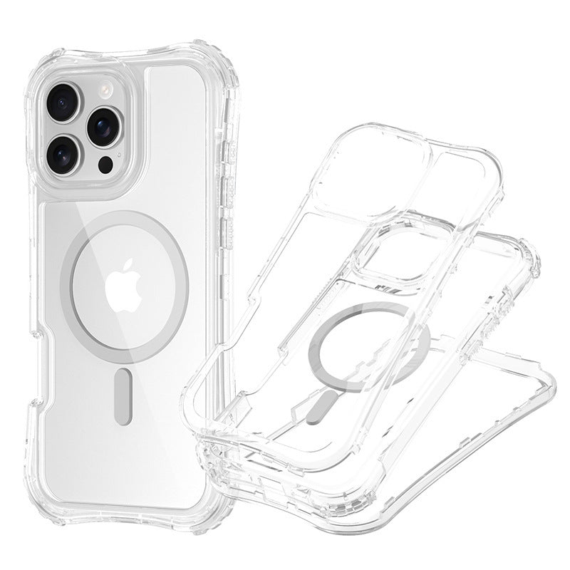 Phone Case With Colored Border 3-in-1 Drop-resistant Magnetic Protective Cover