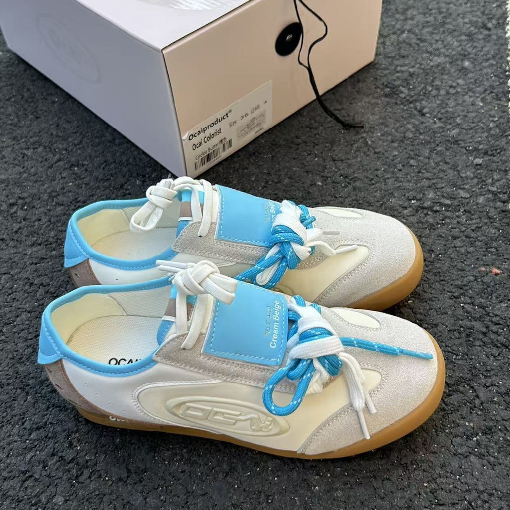 High-end Contrast-color Design Casual Flat Shoes For Commuting