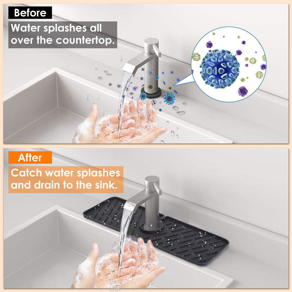 1Pc Silicone Faucet Mat Kitchen Sink Splash Guard Drain Mat Drying Pad Kitchen Mat Bathroom Drip Catcher