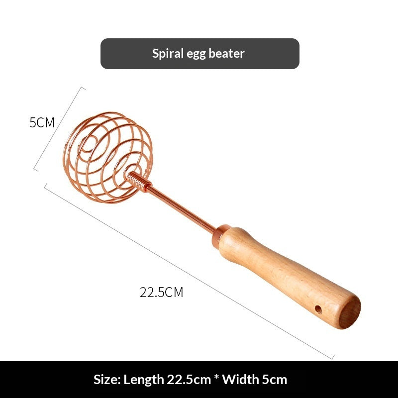 Kitchen Household Stainless Steel Solid Wood Handle Manual Mixer