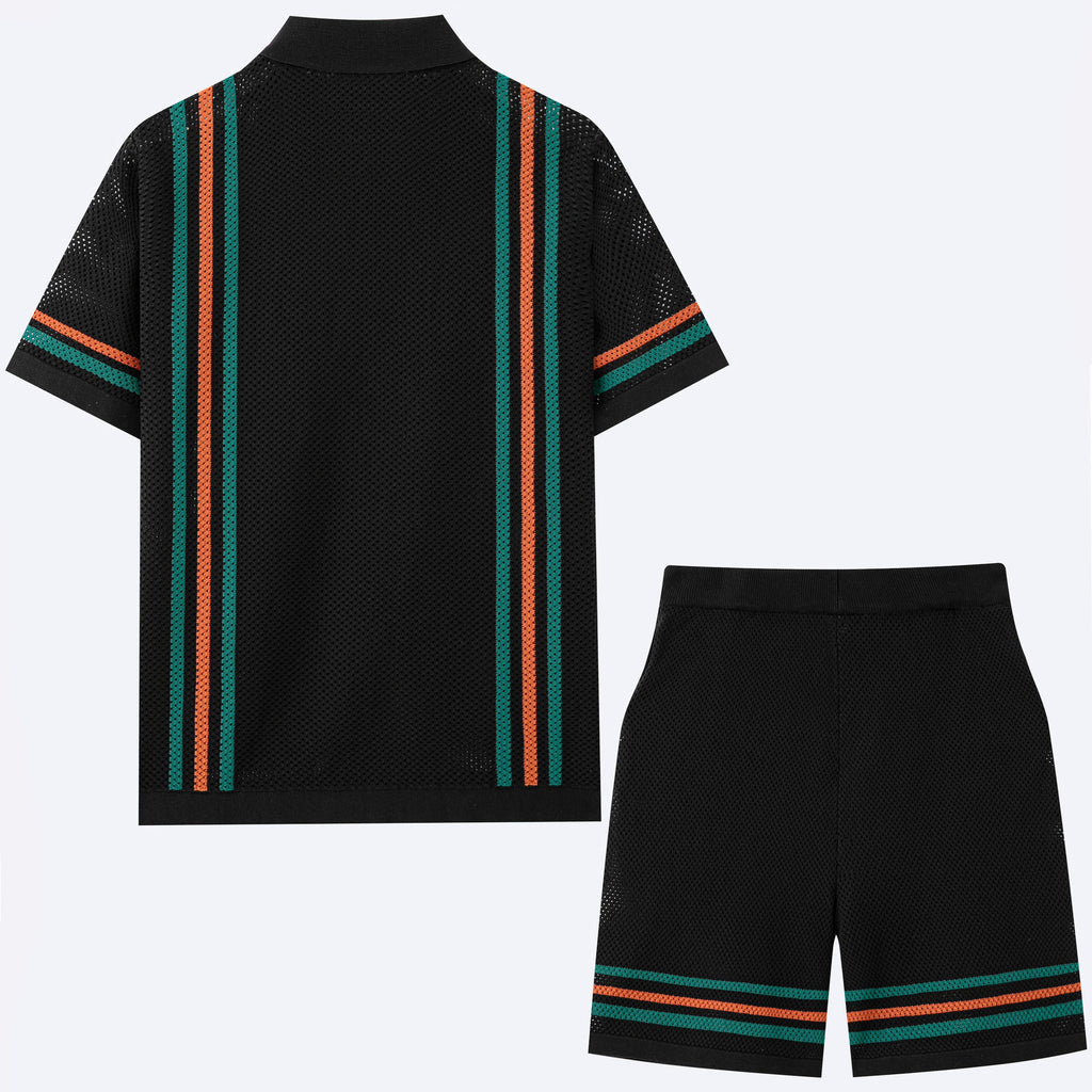 Men's Hollow-Out Short-Sleeve Knitted Sweater Set