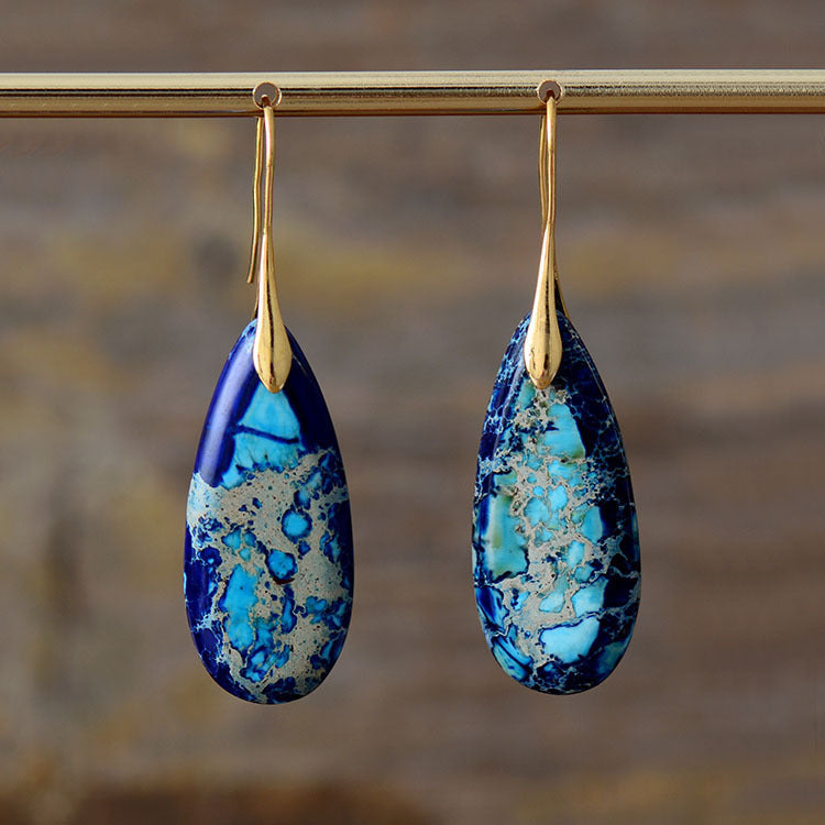 New Bohemian Emperor Stone Water Drop Earrings
