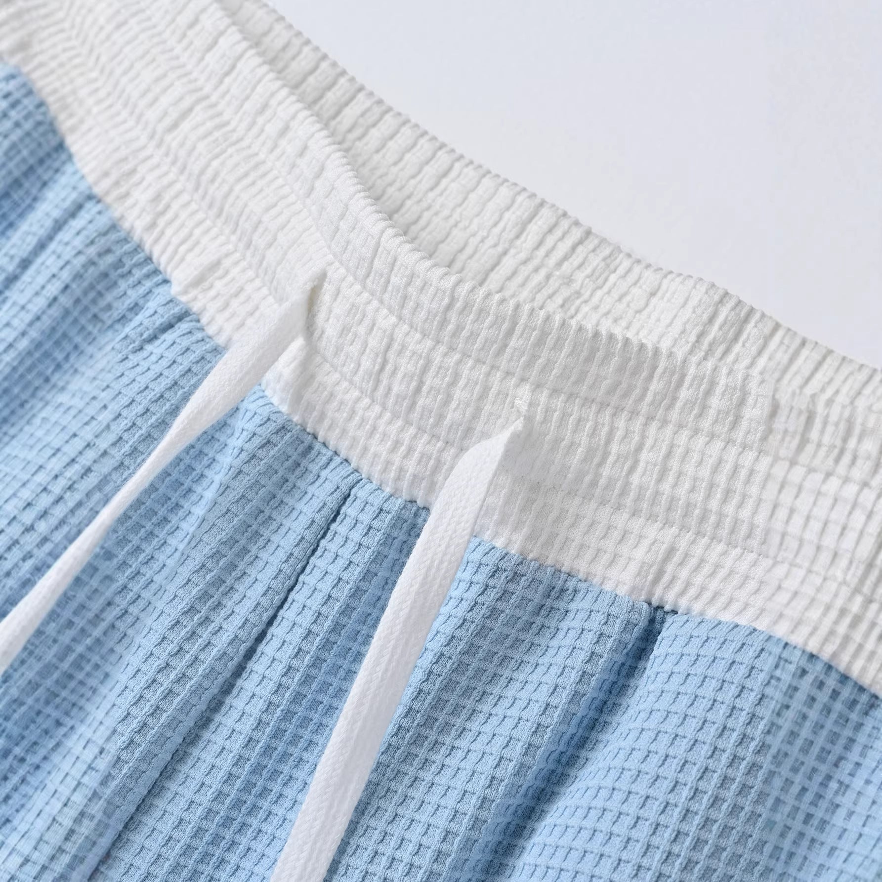 Men's Color-Block Waffle-Weave Casual Straight-Leg Pants