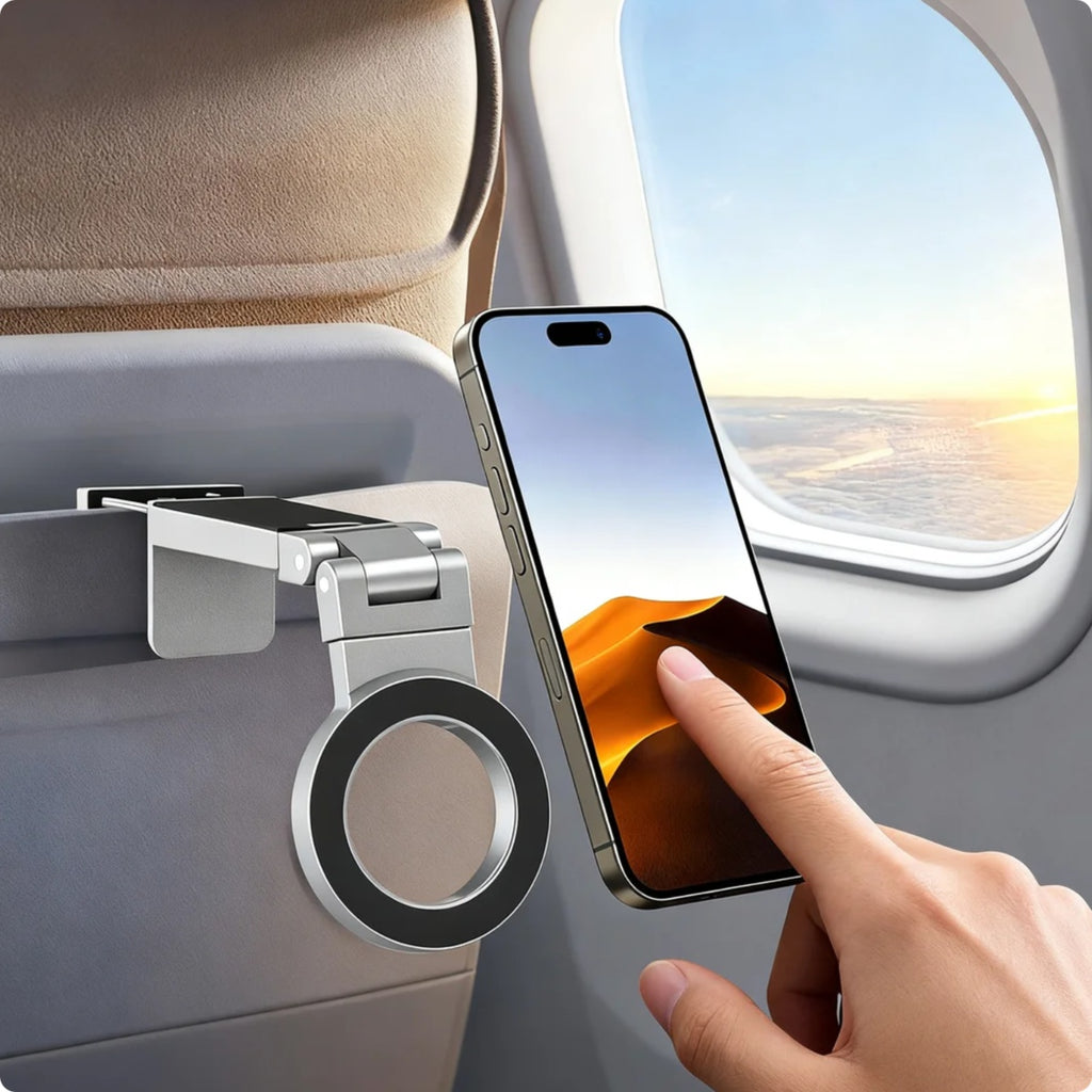 Magnetic Phone Stand For Travel, 360 Rotatable Foldable Desk Holder With N52 Strong Magnets, Portable Magsafe Compatible Mount For Airplane Train Car And Home Office